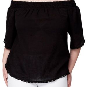 Rachel: Rachel Roy Off the Shoulder Top - Black